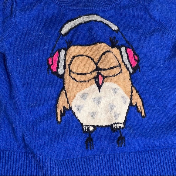 Vibrant blue & Pink gap Owl toddler girl Sweater size 12-18 months no flaws - Picture 2 of 4